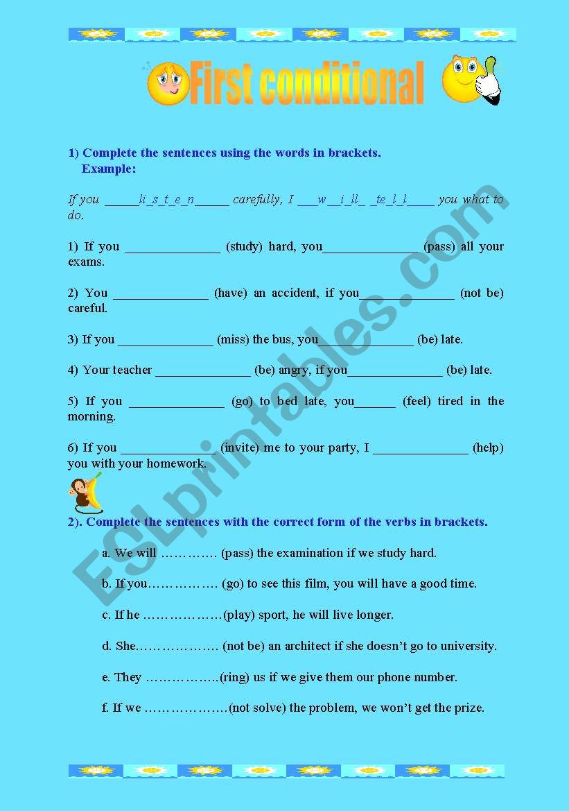 FIRST CONDITIONAL worksheet