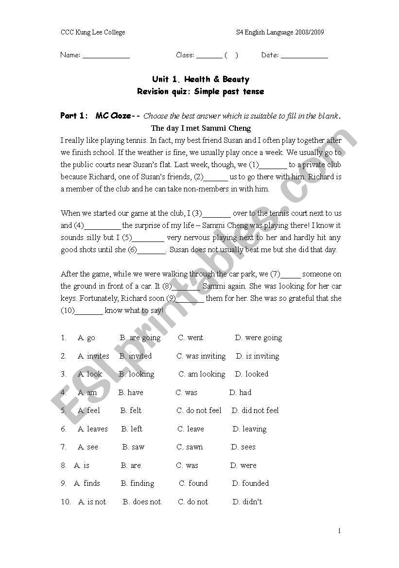 simple past tense worksheet