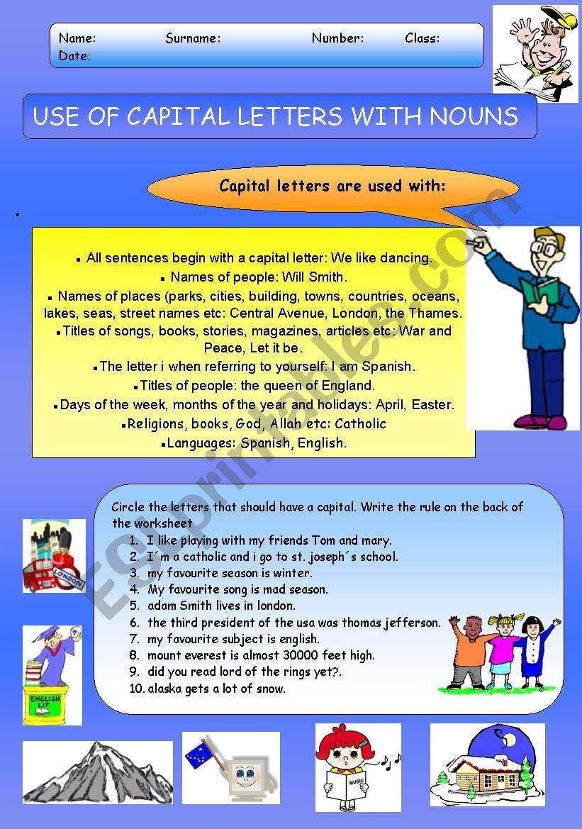 USE OF CAPITAL LETTERS WITH NOUNS