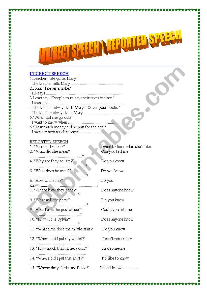 reported speech -indirect speech