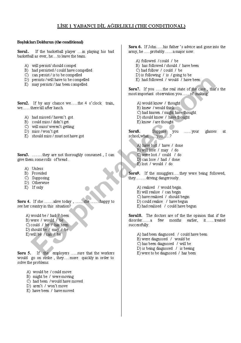 conditionals worksheet