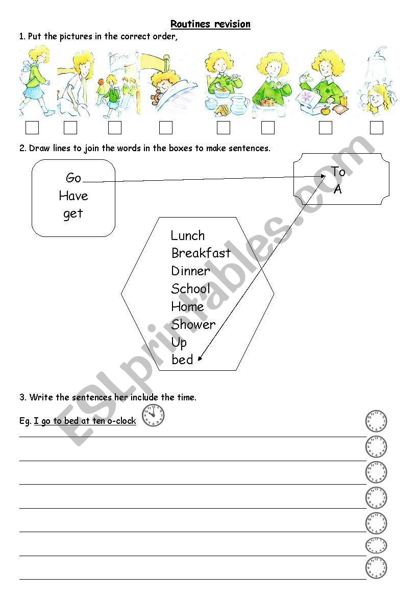 daily routines worksheet