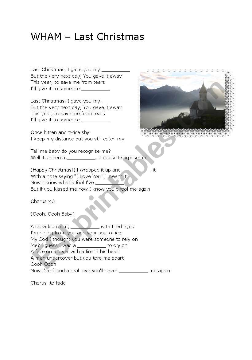 Last Christmas - Wham worksheet