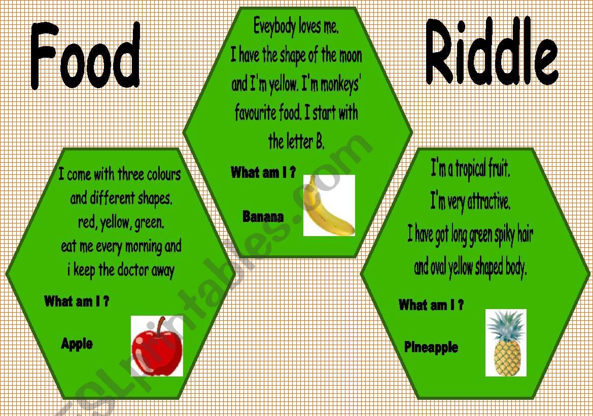 food riddle worksheet