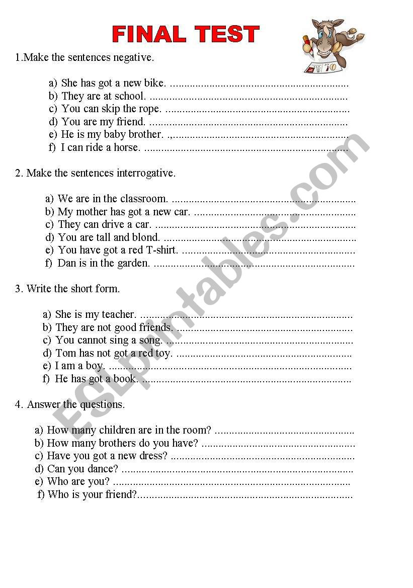 Final Test 1 worksheet