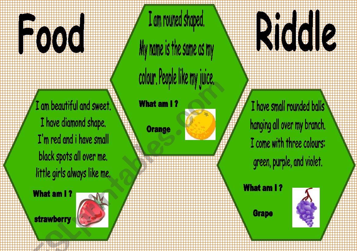 food riddle 2 worksheet