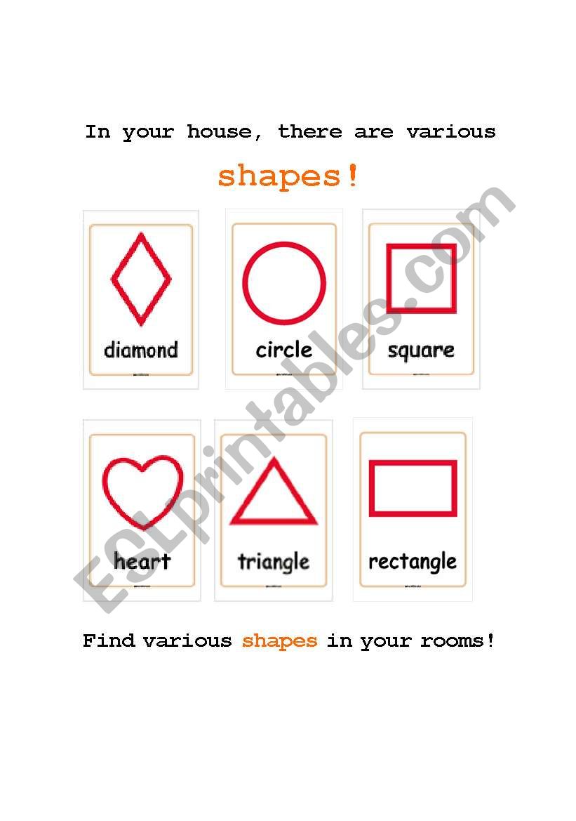 lets find various shapes! worksheet