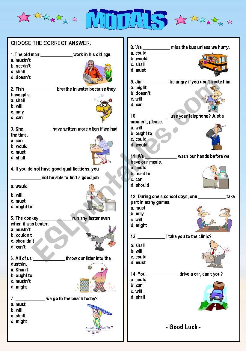 Modals worksheet