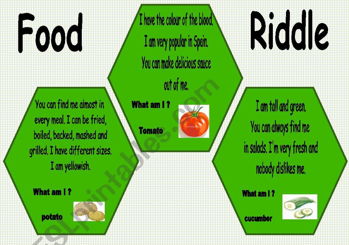 food riddle 3 worksheet