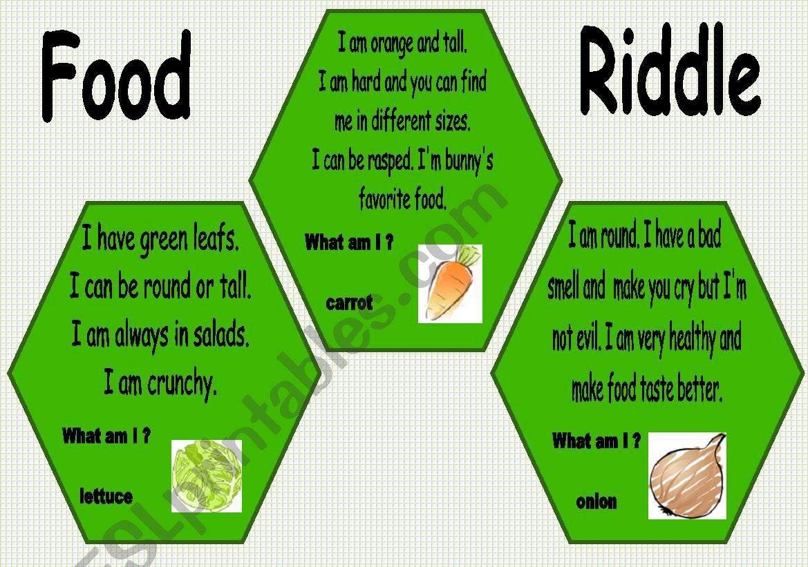 food riddle 4 worksheet