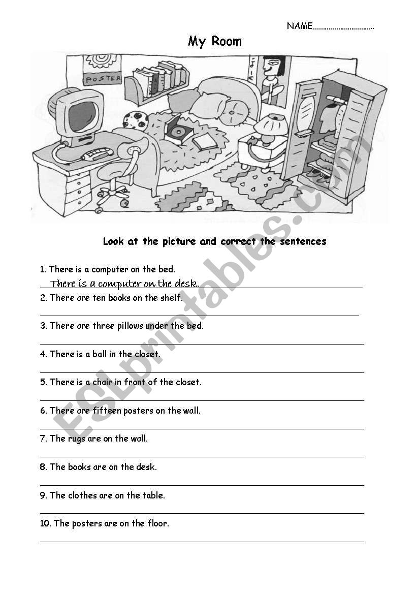 furniture and prepositions of place