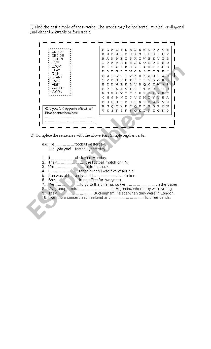 a new activity worksheet