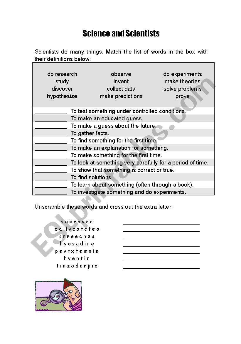 science and scientists worksheet