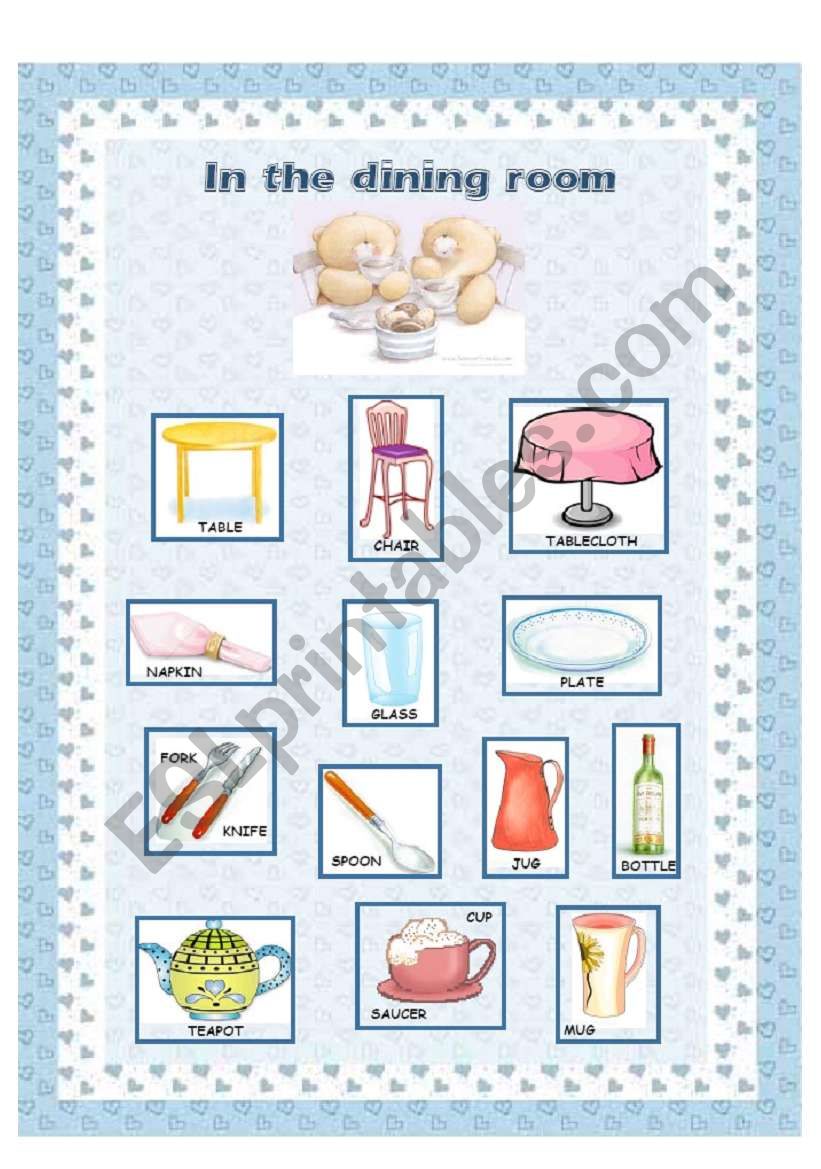 Furniture (3/6) - dining room worksheet