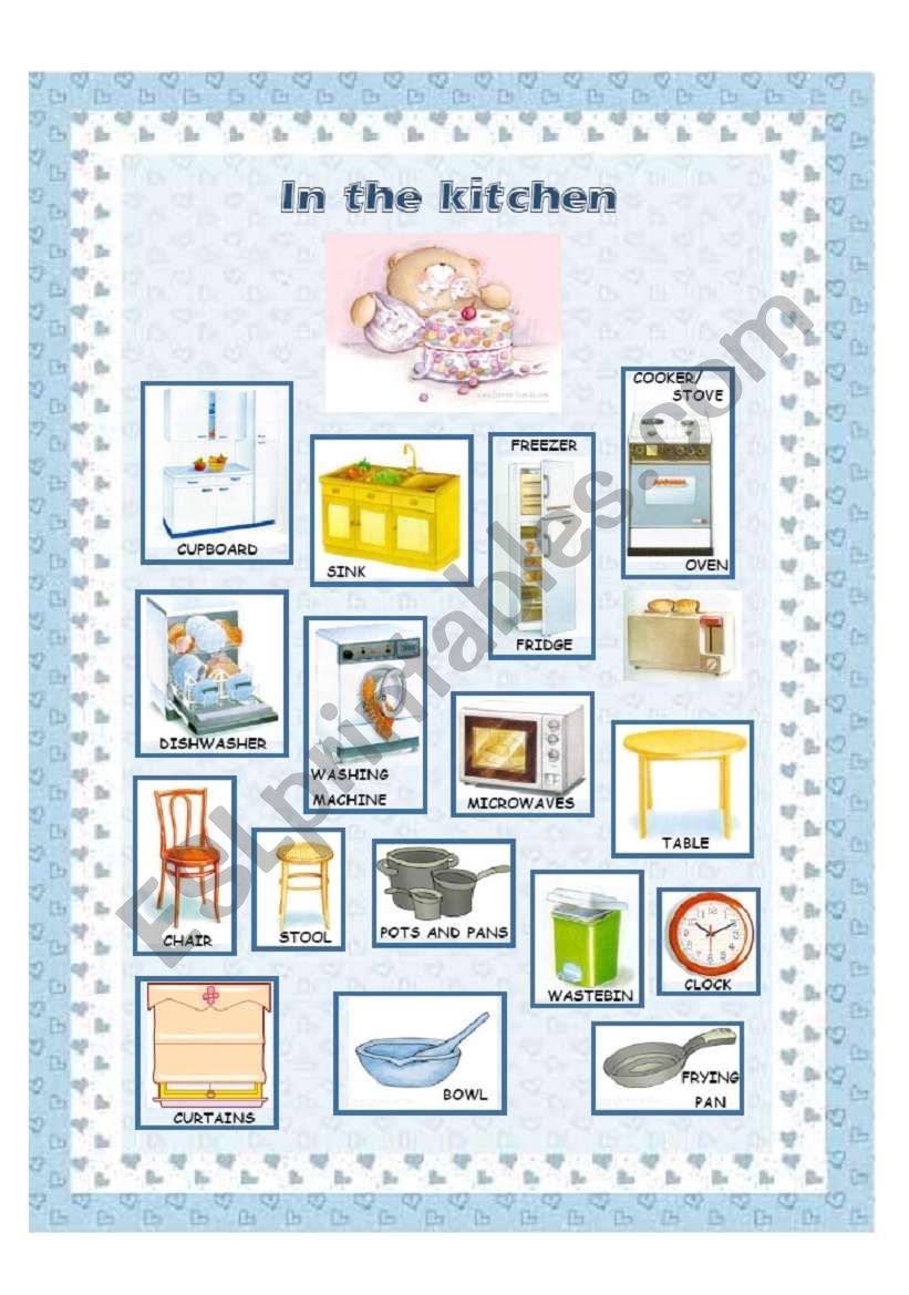 Furniture (4/6) - kitchen worksheet
