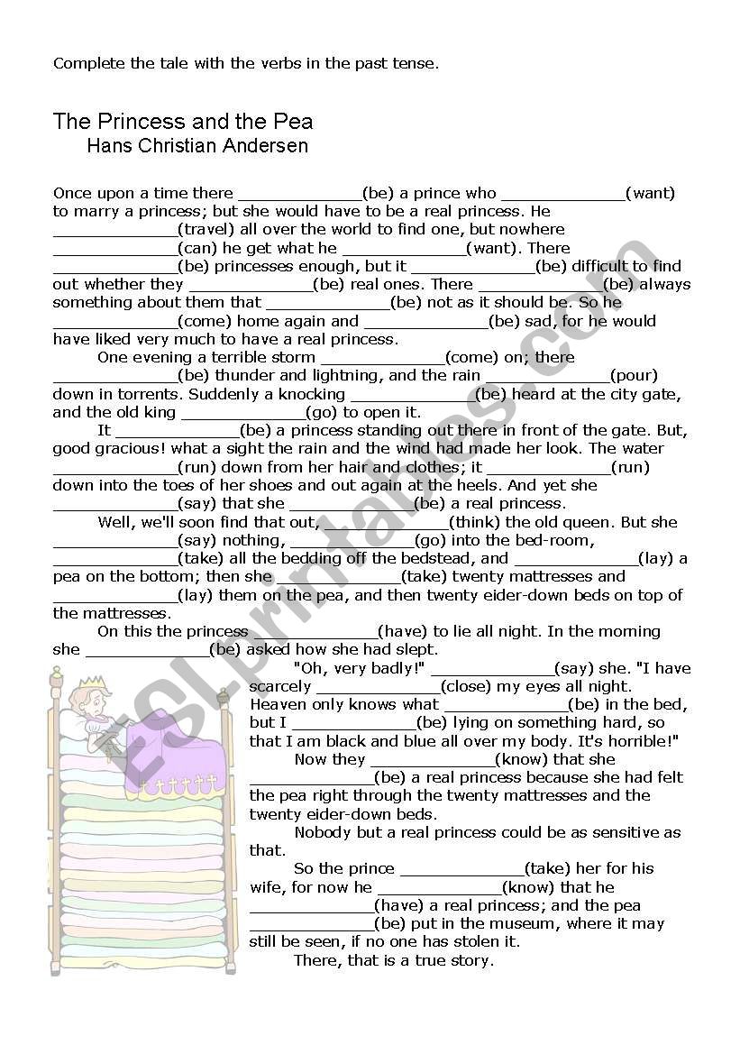 The Princess and the Pea worksheet