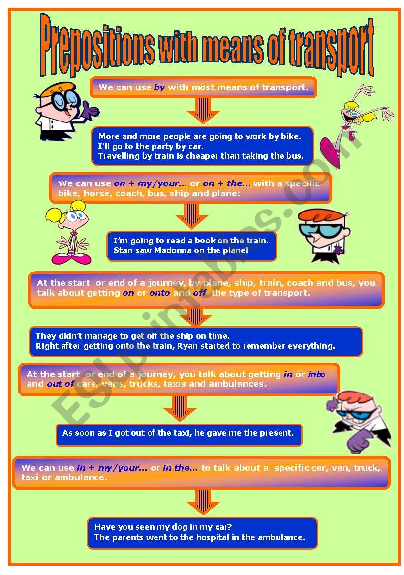 Prepositions in means of transport