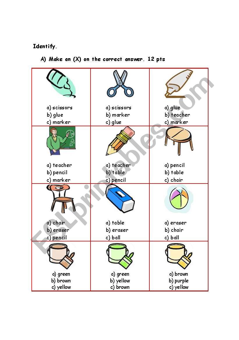 English test worksheet