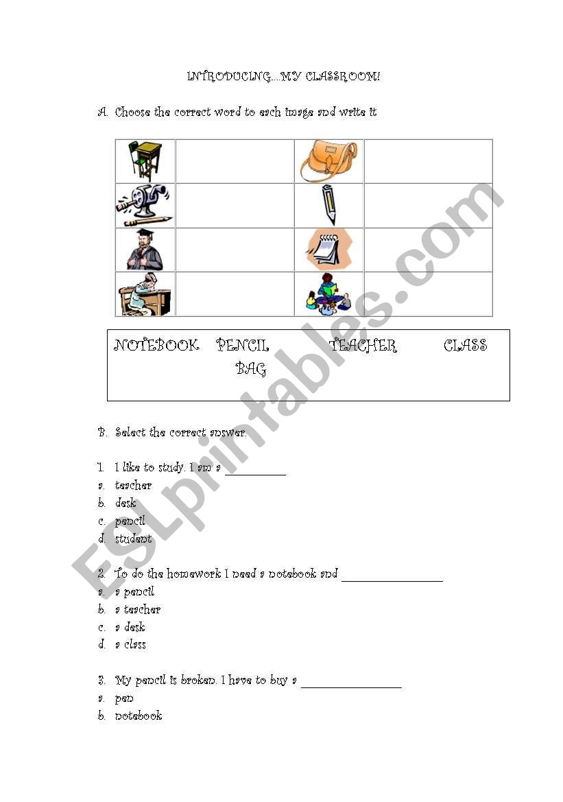 classroom 1 worksheet