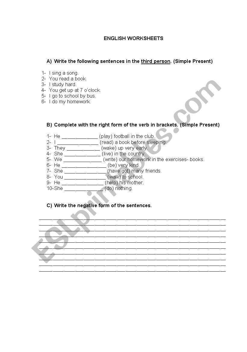 simple present / frequency adverbs/ prepositions of time