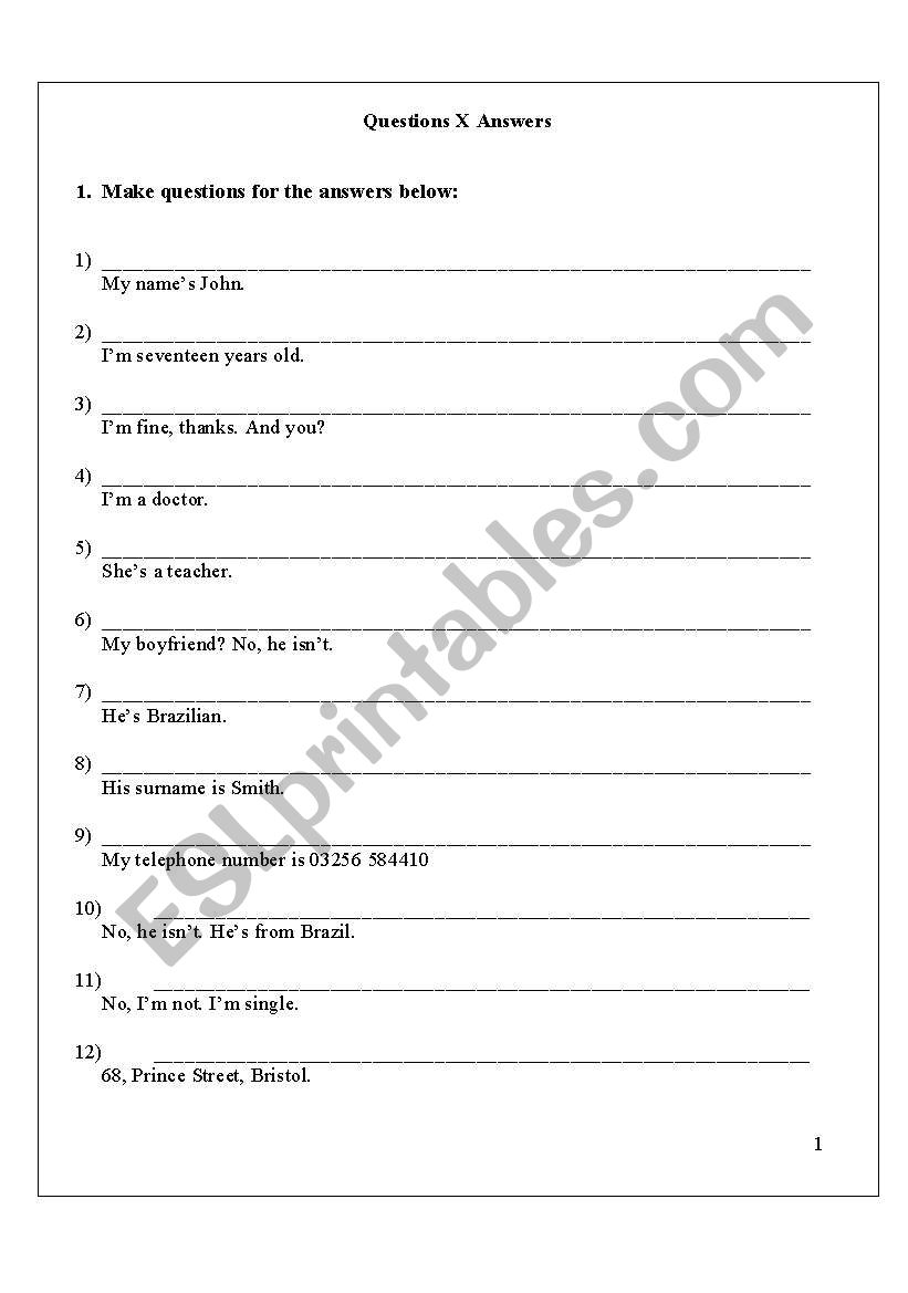 Basic Conversation worksheet