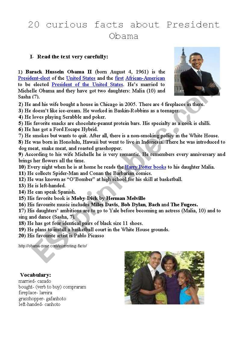 Barack Obama worksheet