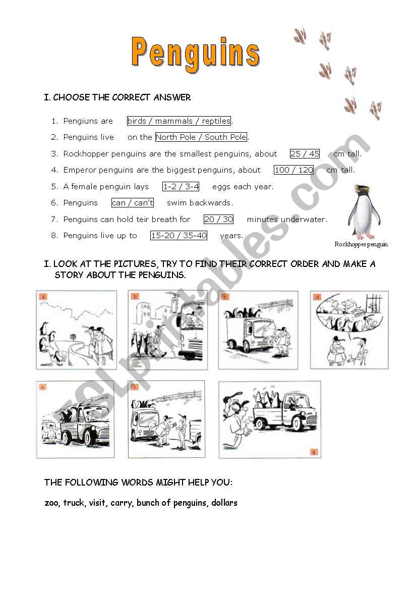 Penguin joke worksheet