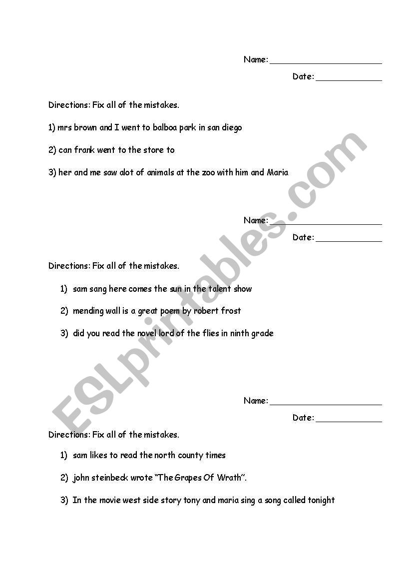 Daily Grammar Practice Sheets with Key