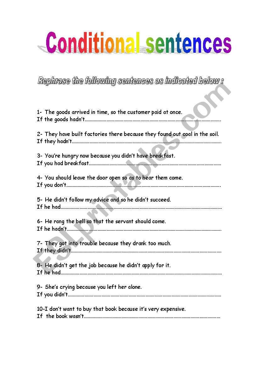 Conditional sentences worksheet