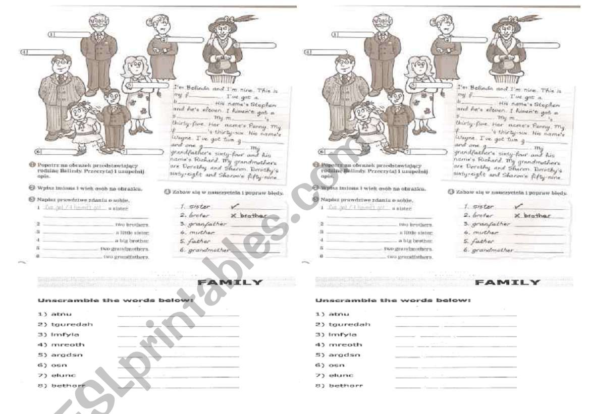 family  worksheet