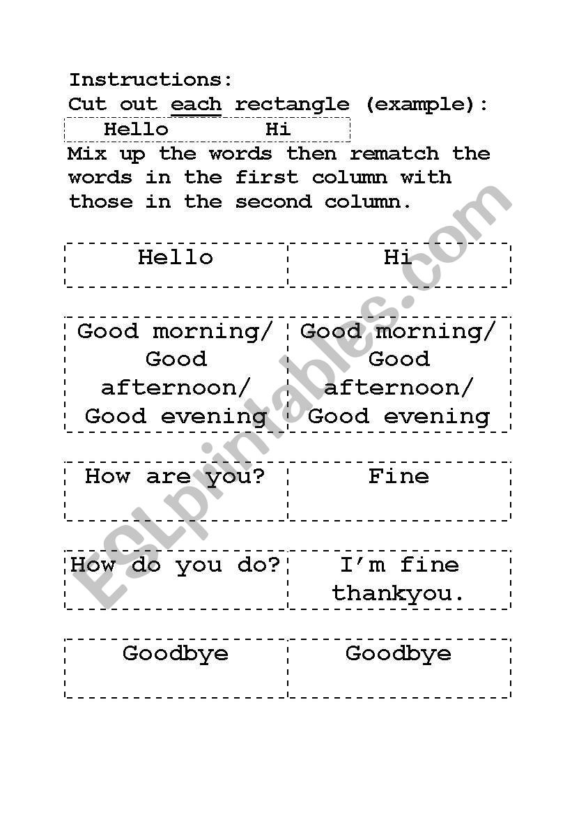 Conversational Greetings worksheet