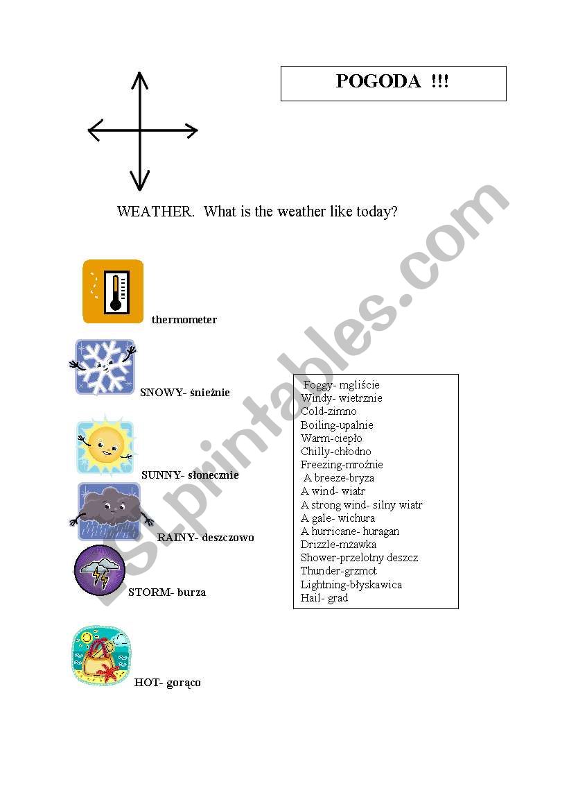 Weather vocabulary with pictures ( POGODA - PL )