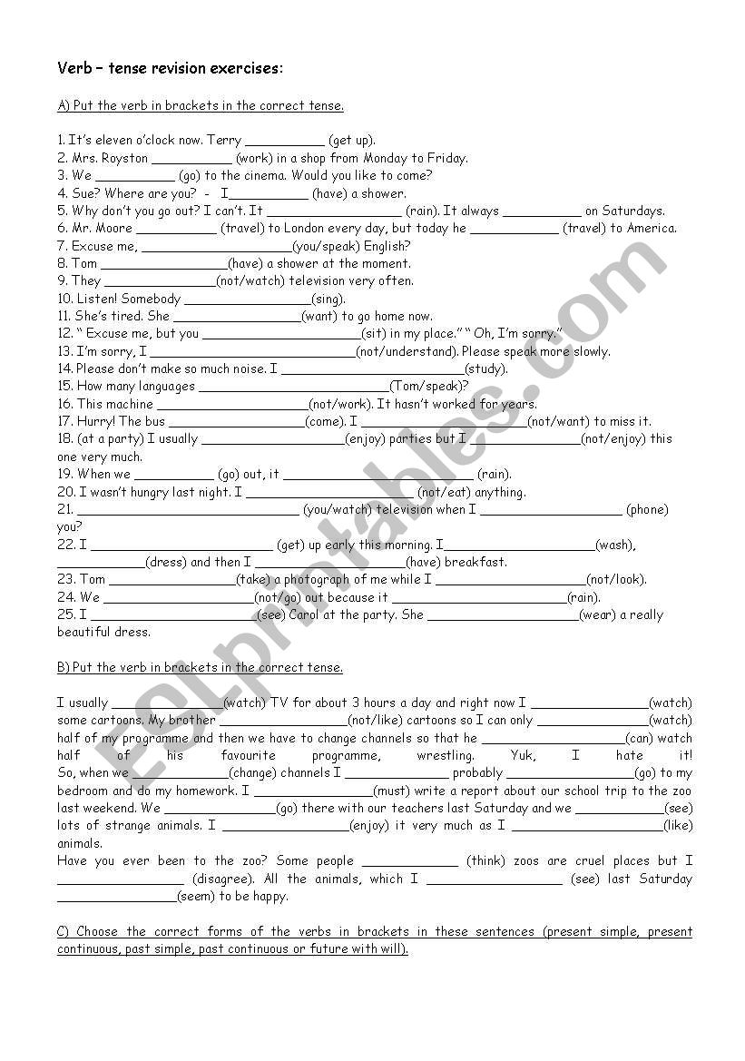 Grammar mixed exercises worksheet