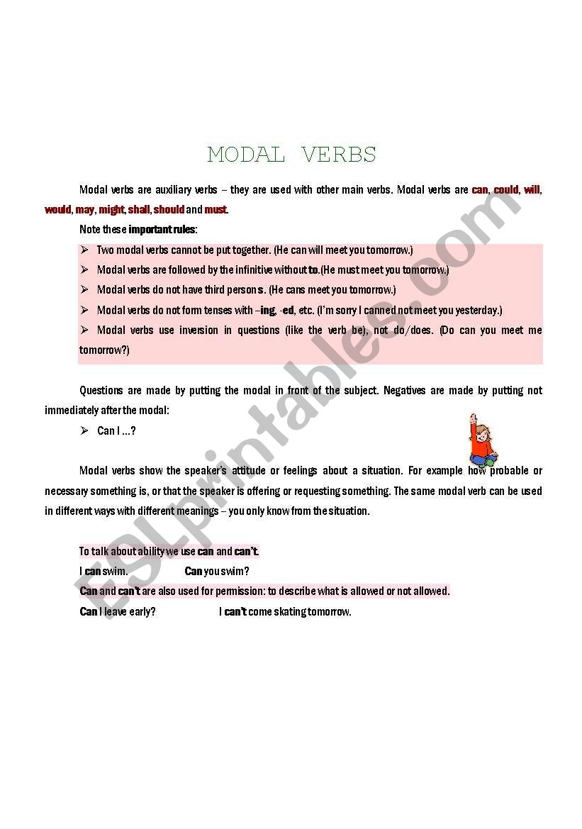 Modal verbs worksheet
