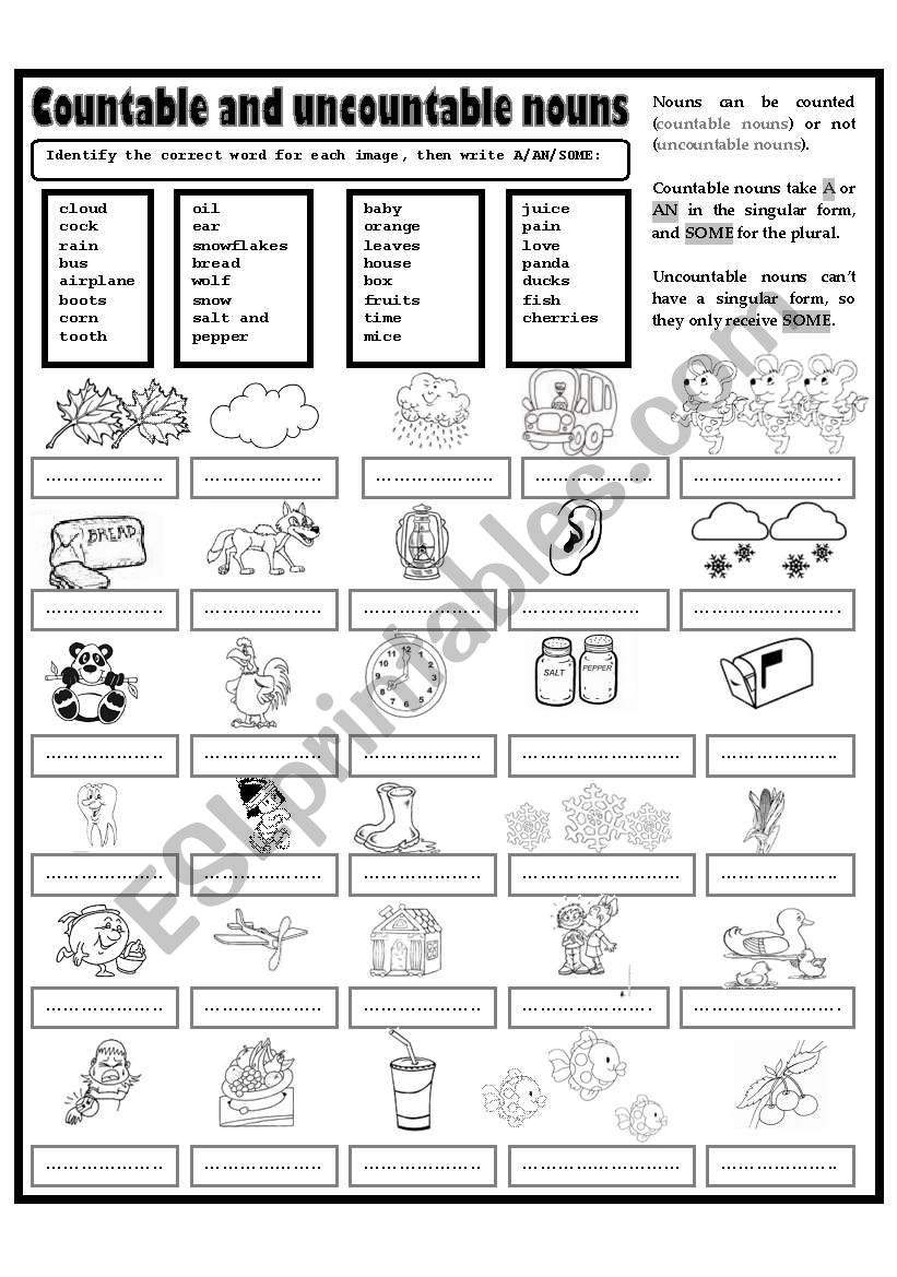 COUNTABLE AND UNCOUNTABLE NOUNS