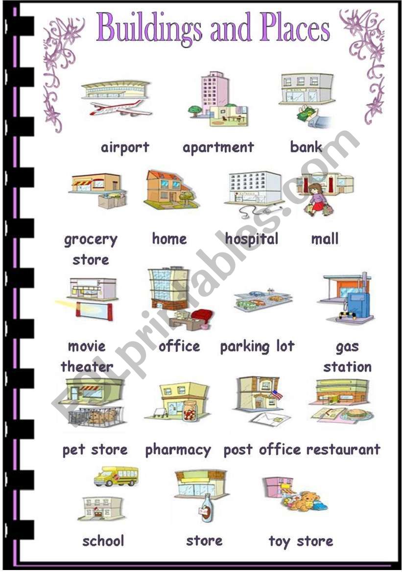 Buildings and places  worksheet