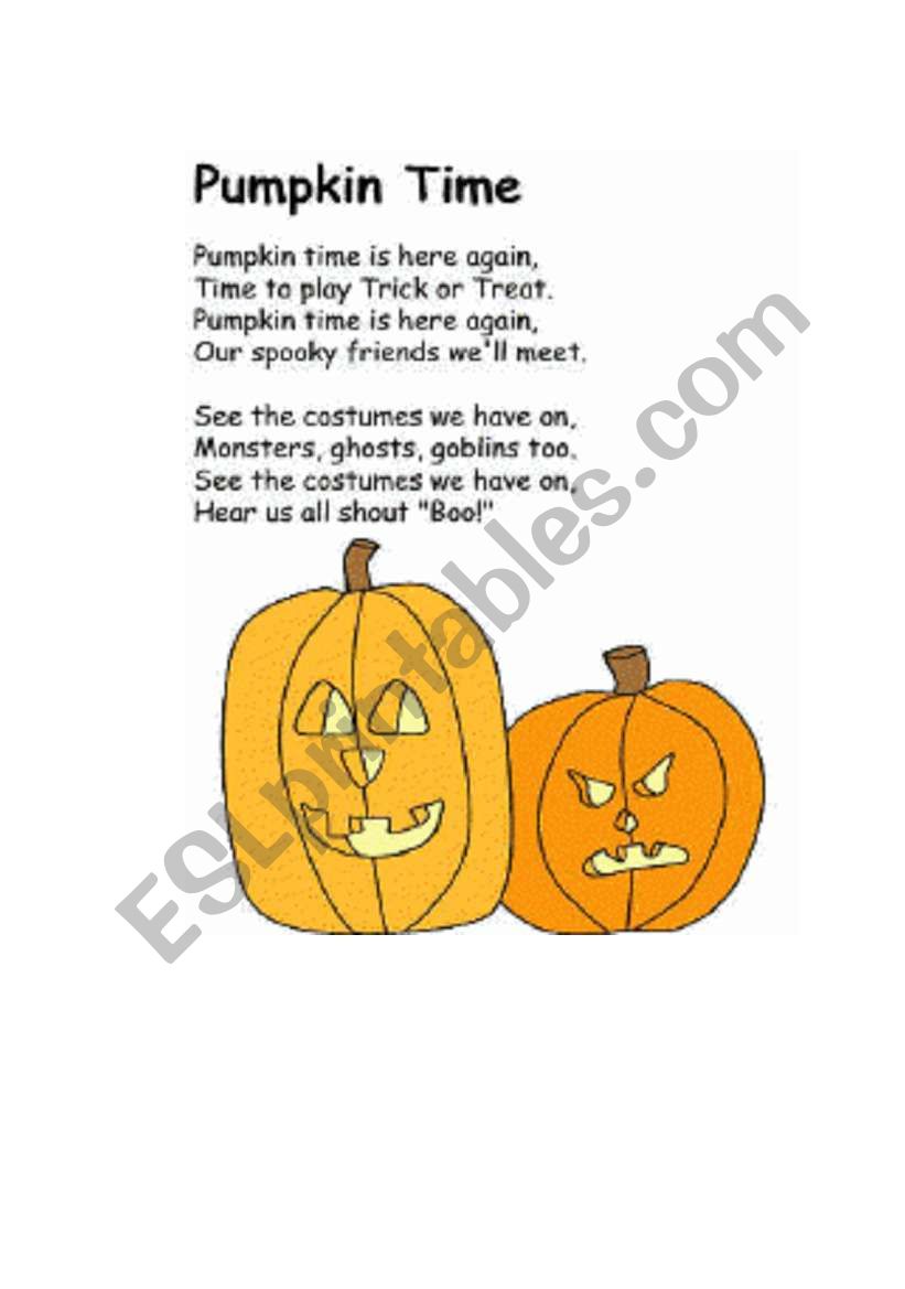 Pumpkin Time worksheet