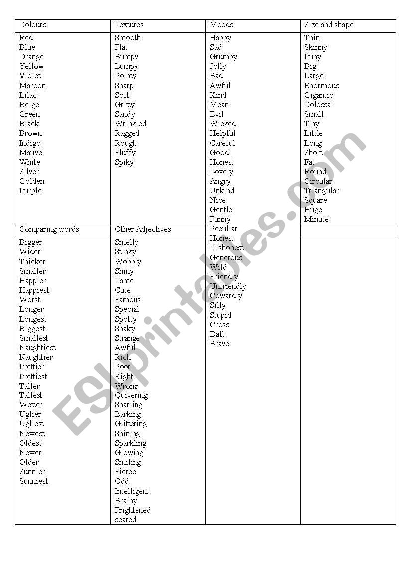 Describing people worksheet