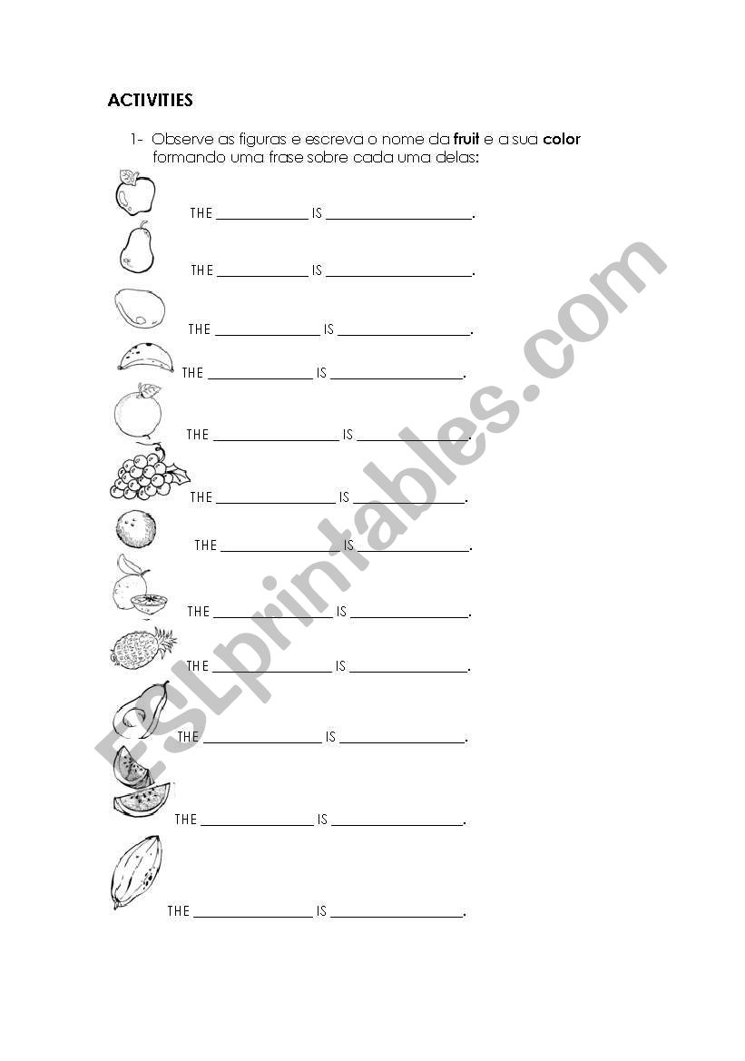 Activity About Fruits worksheet