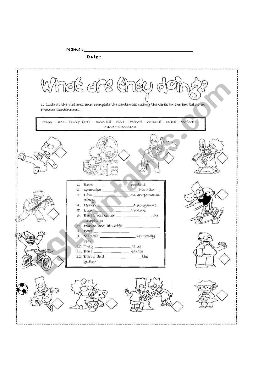 What are they doing? worksheet