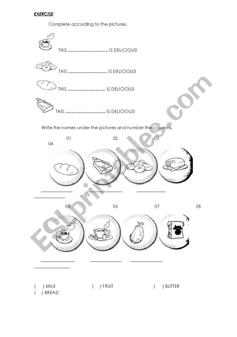 ACTIVITY ABOUT FOOD worksheet