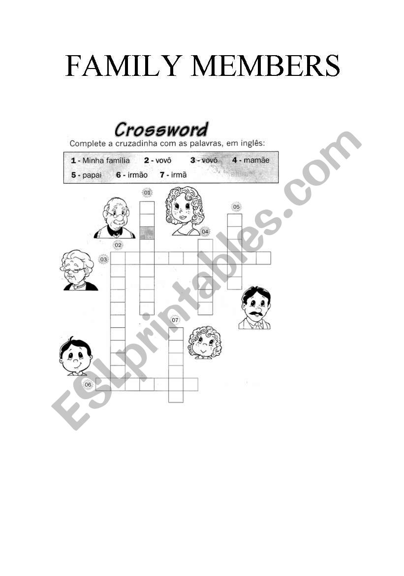 FAMILY MEMBERS worksheet