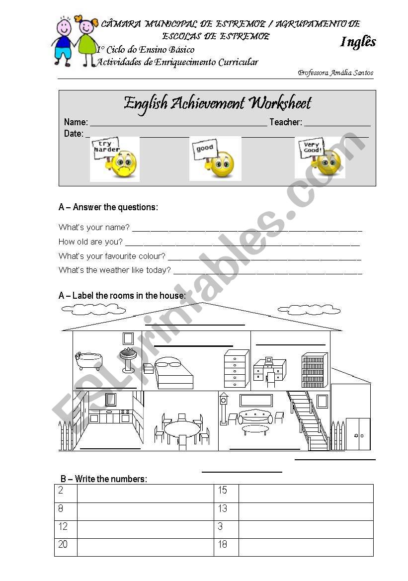 test - for primary children worksheet