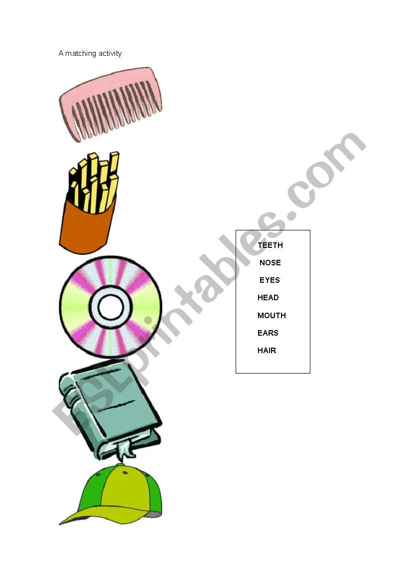 A matching activity worksheet