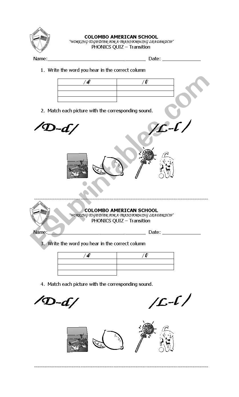 phonics worksheet