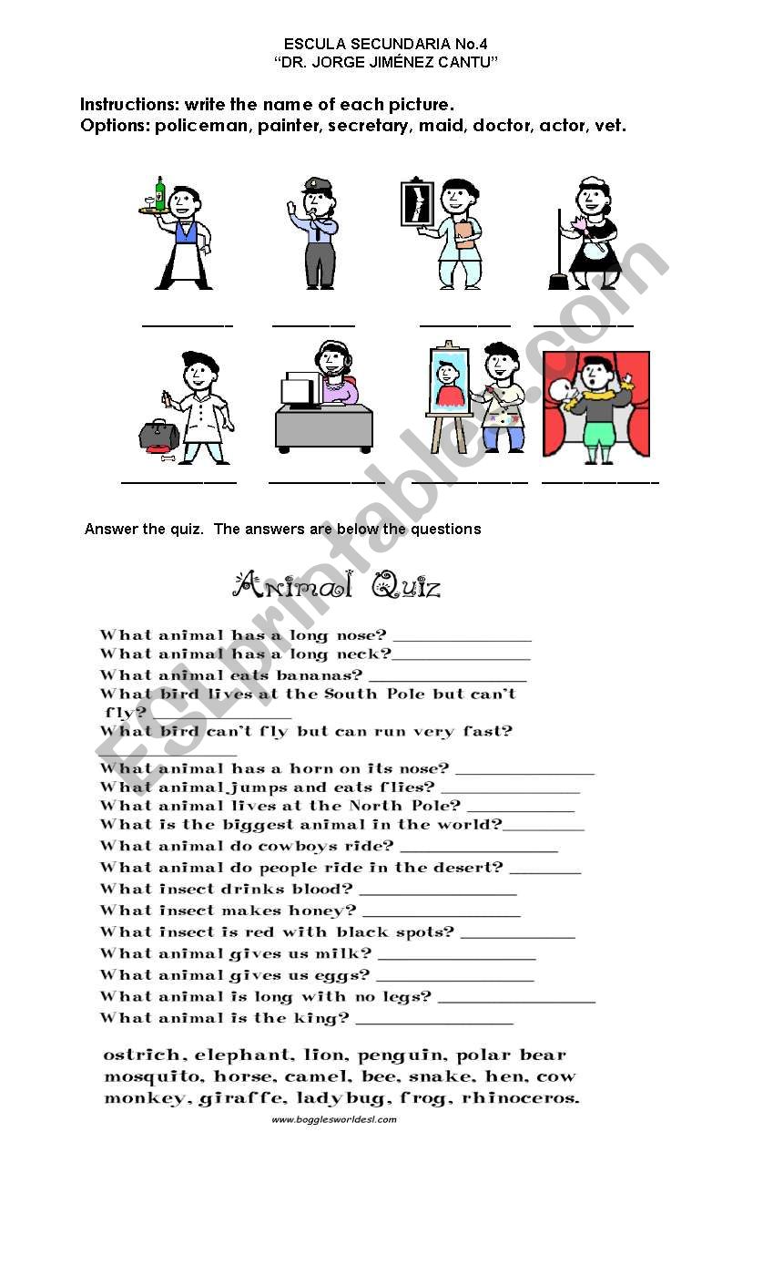 quiz worksheet