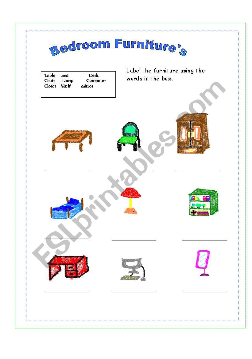 Bedroom Furniture worksheet