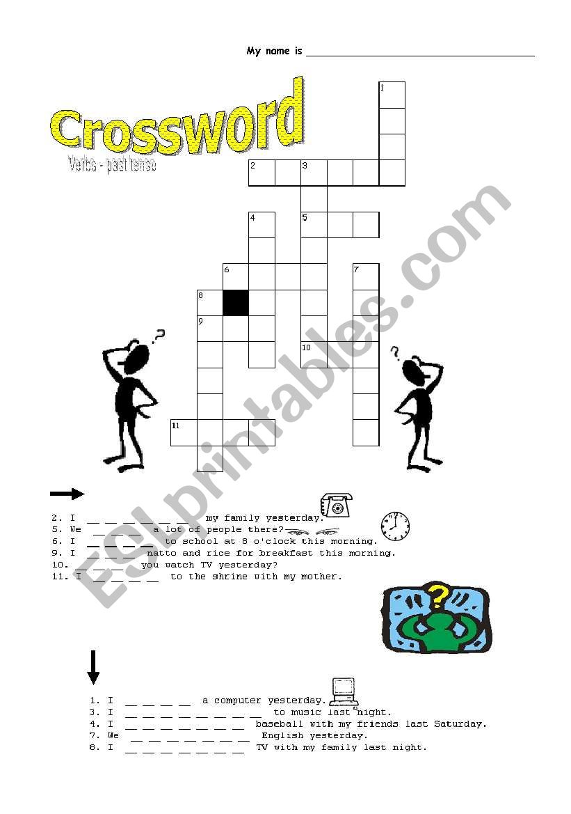 past tense crossword worksheet