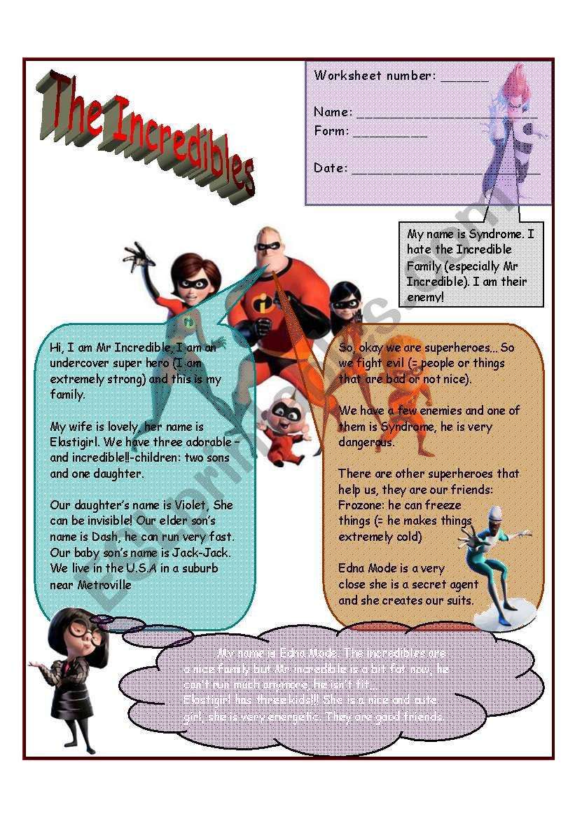 the incredibles 2 worksheets worksheet