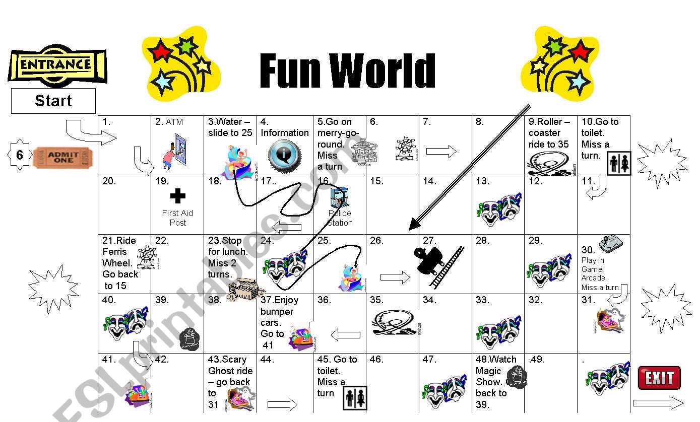 Theme Park Game - Fun World worksheet
